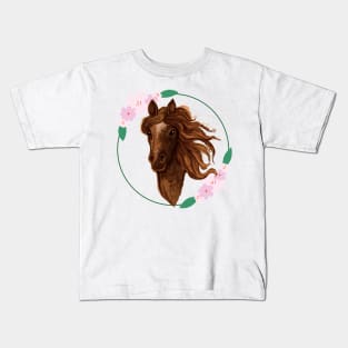 Flowers Icelandic Horse Flowers Pony Kids T-Shirt